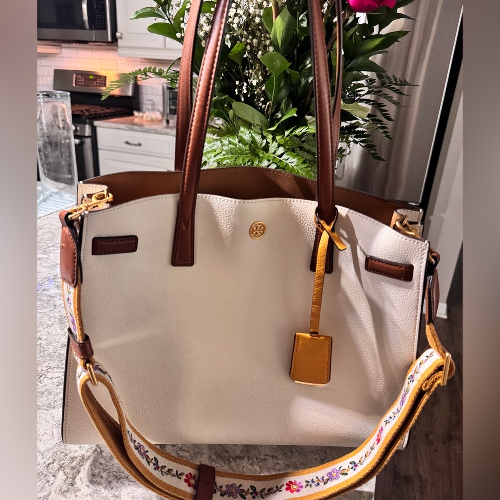 Tory Burch Cream and Brown Purse